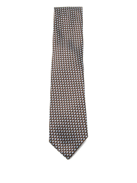  Zegna Geometric-pattern Tie - Brown 