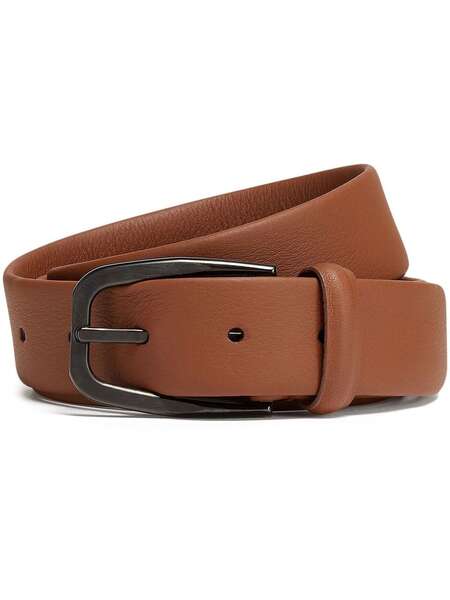  Zegna Grained Leather Belt - Brown 