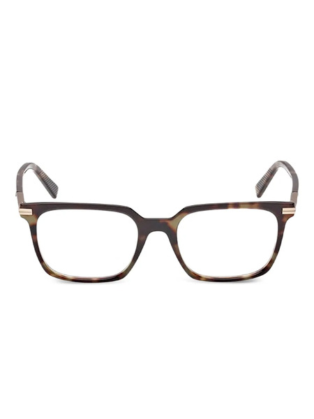  Zegna Havana-pattern Square-frame Glasses - Brown 