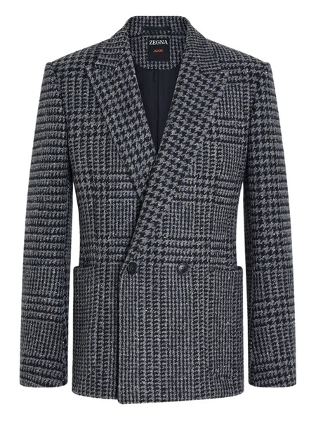  Zegna Houndstooth Double-breasted Blazer - Black 