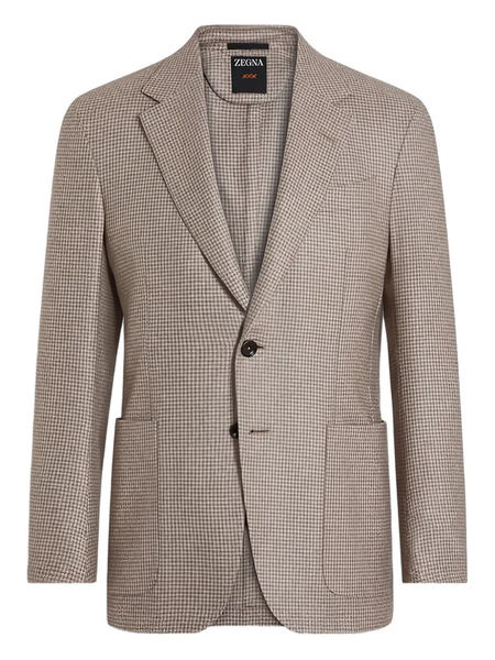  Zegna Houndstooth Pocketed Blazer - Neutrals 