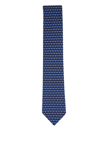 Zegna Leaf Print Tie - Blue 