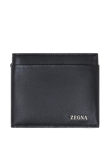  Zegna Leather Billfold Wallet - Black 