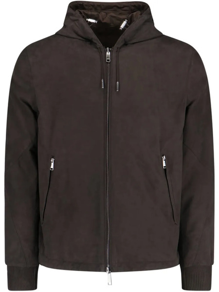  Zegna Leather Bomber Jacket - Brown 