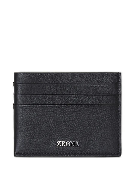  Zegna Leather Card Holder - Black 