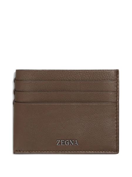  Zegna Leather Card Holder - Brown 