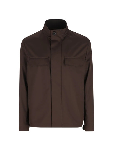 Zegna Leather-detail Jacket - Brown 
