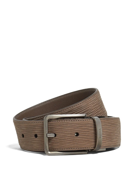  Zegna Leather Textured-buckle Belt - Sra 