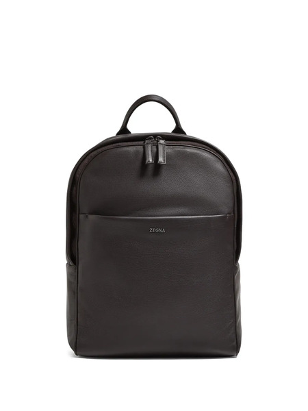  Zegna Leather Top-handle Backpack - Brown 
