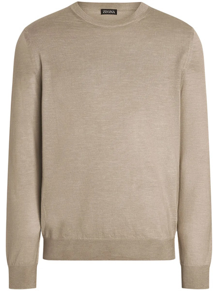  Zegna Mélange Crew-neck Sweater - Neutrals 