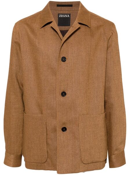  Zegna Patch-pocket Button-fastening Jacket - Brown 
