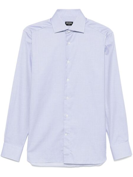  Zegna Pattern-jacquard Shirt - Blue 