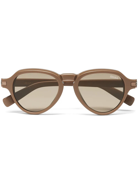  Zegna Pilot-frame Sunglasses - Brown 