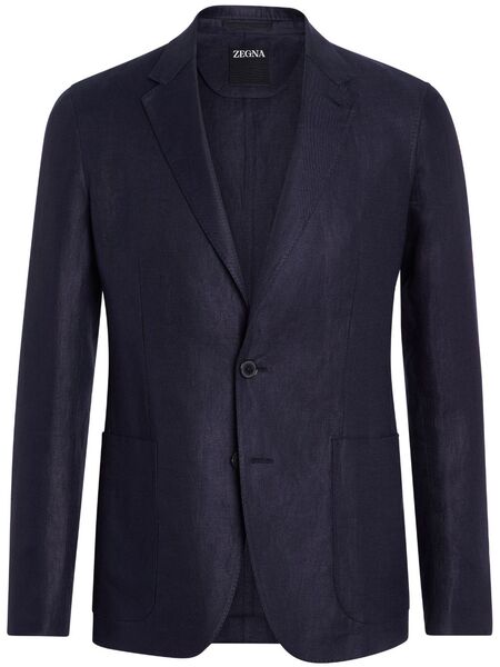  Zegna Pure Linen Single-breasted Jacket - Blue 