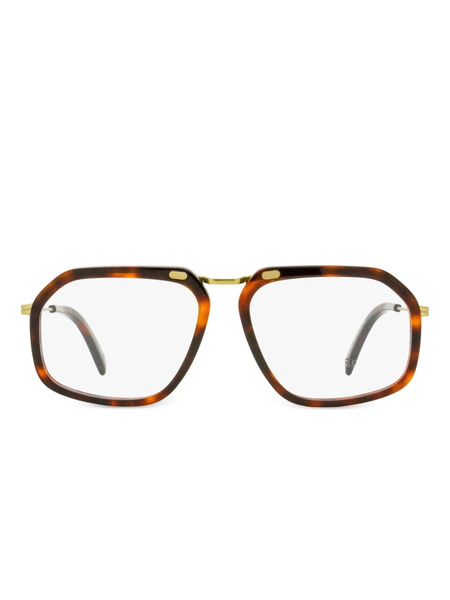  Zegna Rectangular Single-bridge Glasses - Brown 