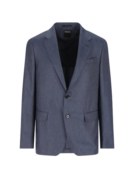  Zegna Single-breasted Blazer - Blue 