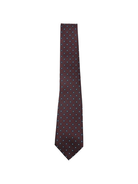  Zegna Square Polka Dot Tie - Red 