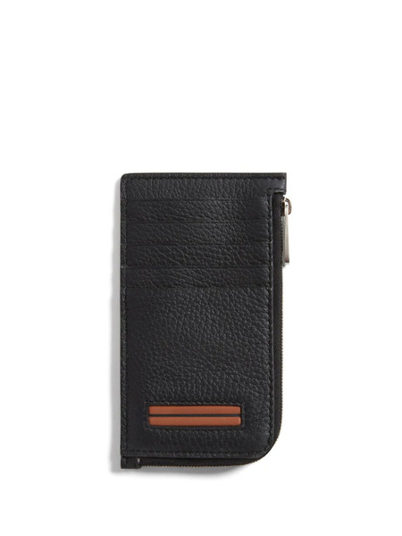  Zegna Stripe-embellished Leather Wallet - Black 