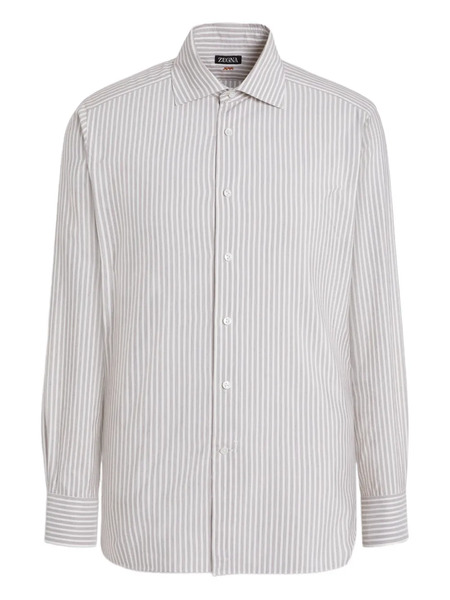  Zegna Striped Silk-cotton Shirt - Grey 