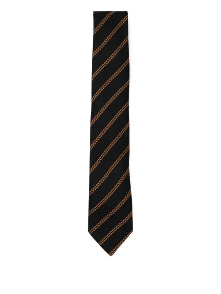  Zegna Striped Silk Tie - Black 
