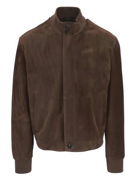  Zegna Suede Bomber Jacket - Brown 