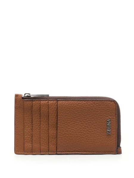  Zegna Zip-around Leather Wallet - Brown 