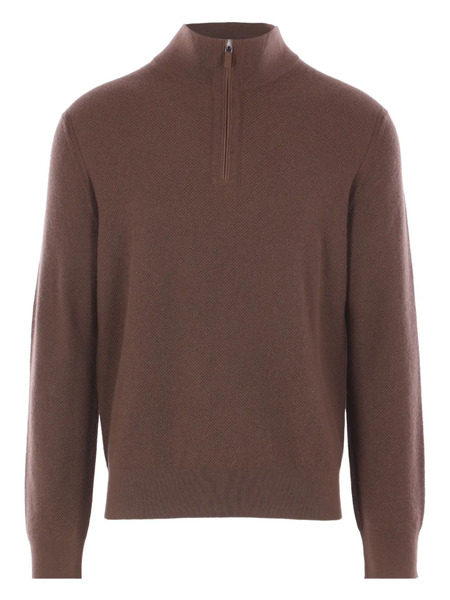  Zegna Zip Cashmere Sweater - Brown 