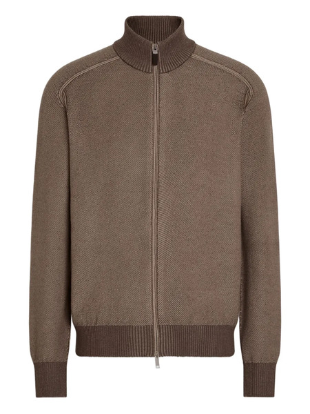  Zegna Zip-up Cardigan - Brown 