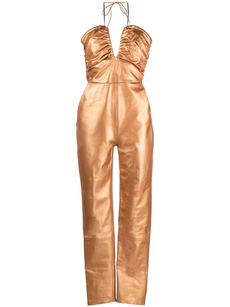  Zeynep Arcay Ruched-bodice Jumpsuit - Gold 