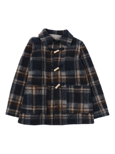  Zhoe & Tobiah Check-pattern Toggle Coat - Blue 
