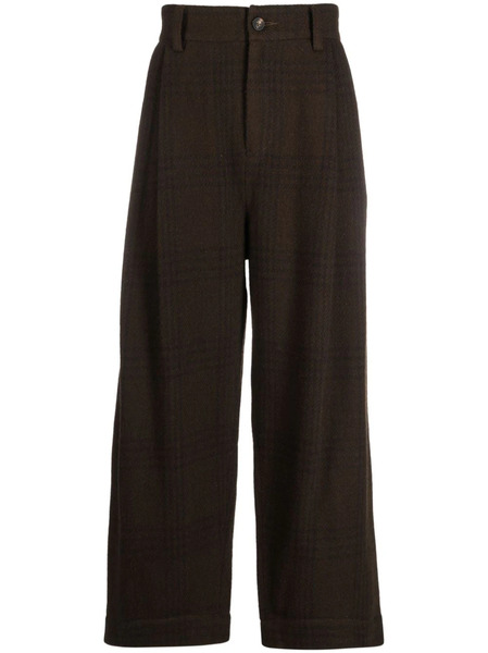 Ziggy Chen Plaid-check Wide-leg Trousers - Green 