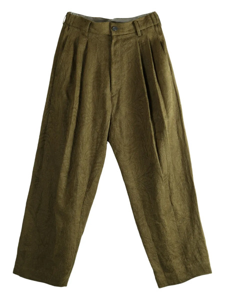 Ziggy Chen Pleated Patterned Trousers - Green 