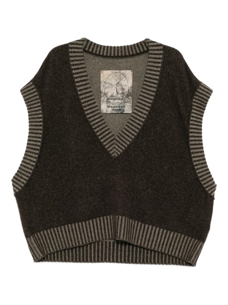  Ziggy Chen Sleeveless V-neck Vest - Brown 