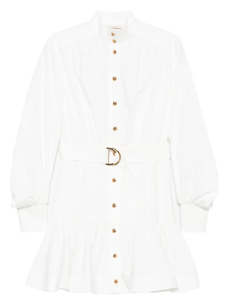  Zimmermann Belted Button-front Mini Dress - White 