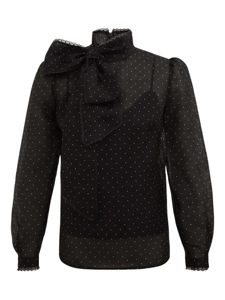  Zimmermann Bow Polka-dot Blouse - Black 