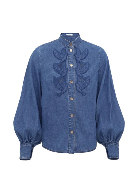  Zimmermann Button Denim Shirt - Blue 