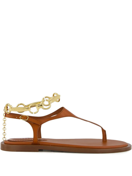 Zimmermann Chain-embellished Leather Sandals - Brown 