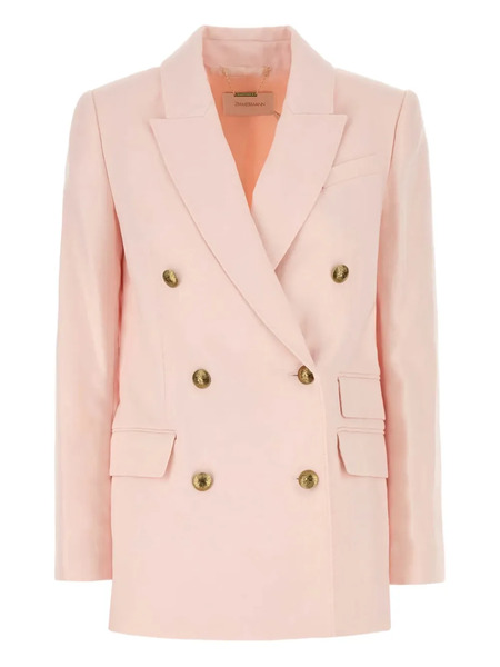  Zimmermann Crush Double-breasted Linen Blazer - Pink 