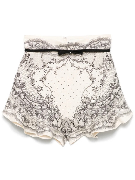  Zimmermann 'crush Flat Front Frill' Shorts - Neutrals 