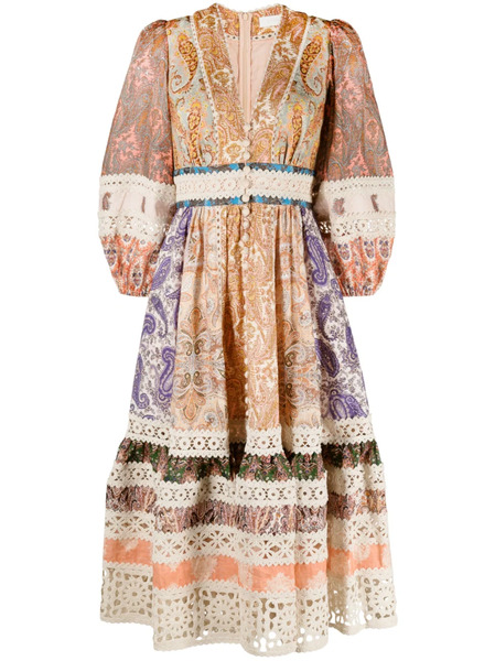  Zimmermann Devi Printed Linen Midi Dress - Neutrals 