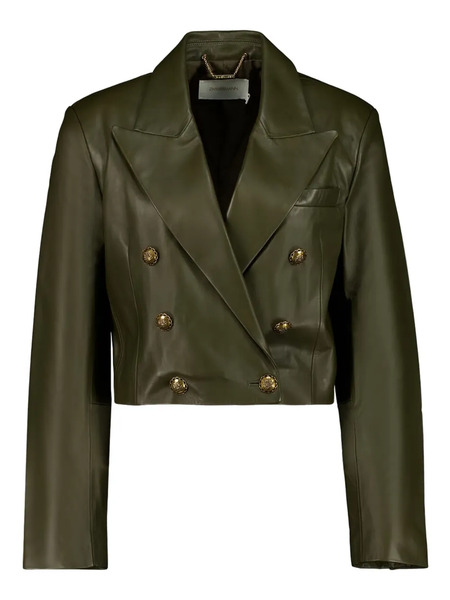  Zimmermann Double-breasted Leather Blazer - Green 