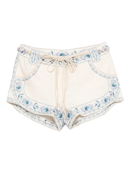  Zimmermann Drawstring Embroidered Shorts - Neutrals 