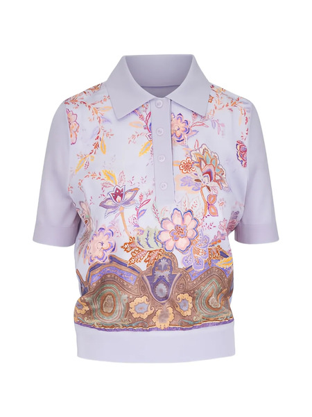  Zimmermann Floral-pattern Polo Top - Purple 
