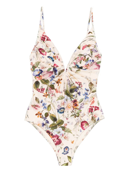  Zimmermann Floral-pattern Swimsuit - Neutrals 