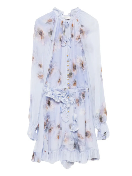  Zimmermann Floral Ruffled Playsuit - Purple 