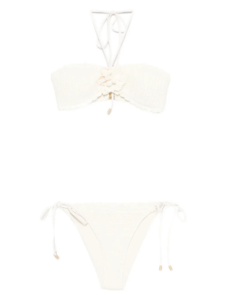  Zimmermann Flower-motif Crochet-knit Bikini - Neutrals 