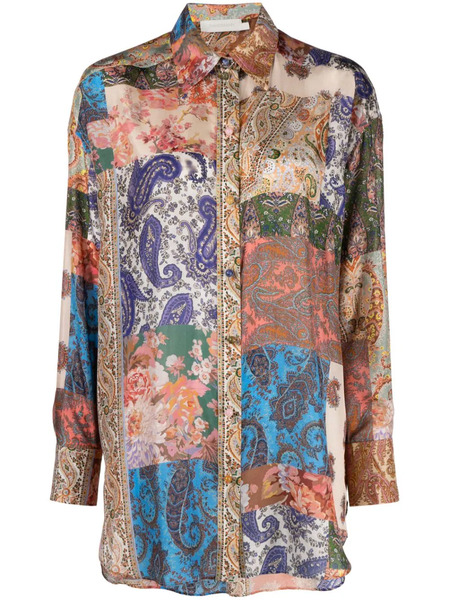  Zimmermann Graphic-print Silk Shirt - Neutrals 