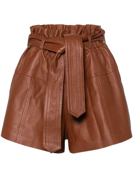  Zimmermann Harmony Leather Shorts - Brown 