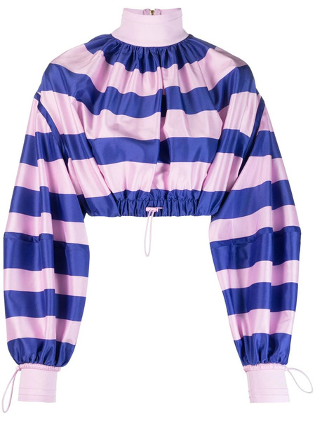  Zimmermann Horizontal-stripe Print Drawstring Blouse - Pink 