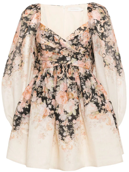  Zimmermann Illustration Mini Dress - Neutrals 